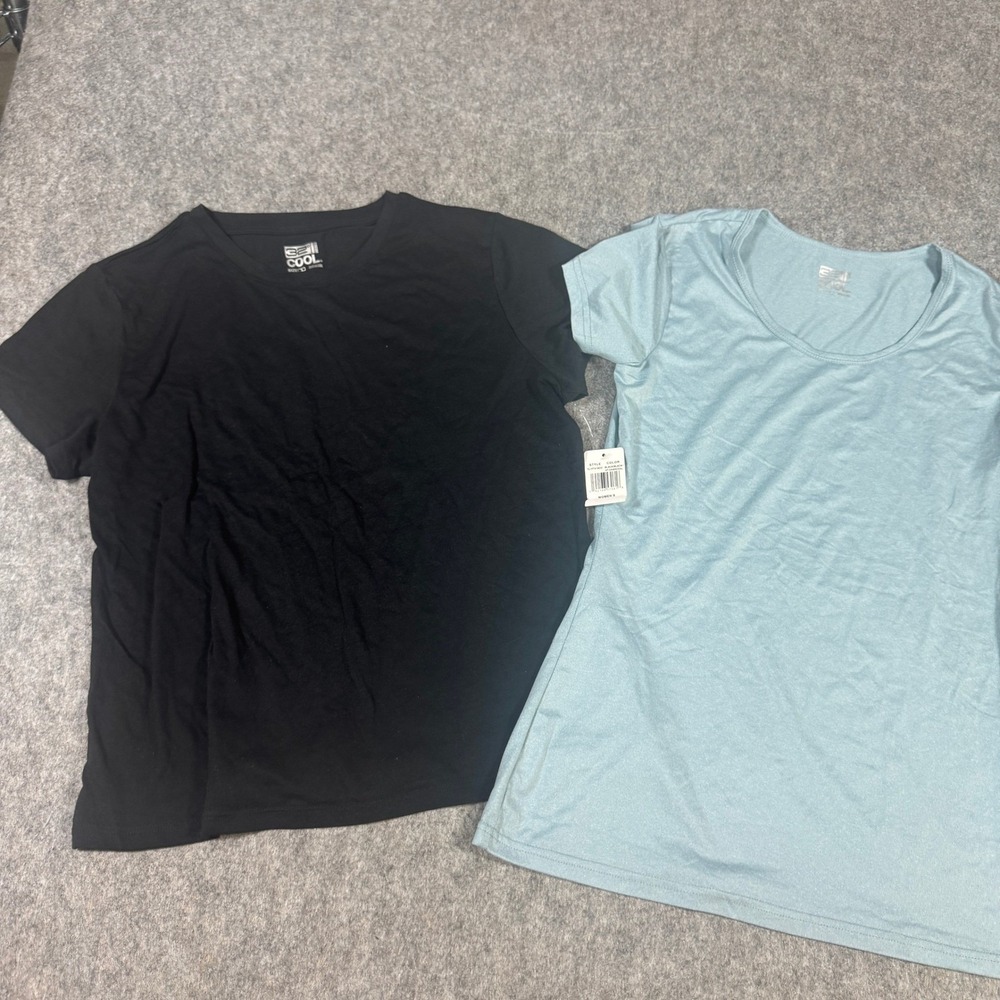 32 Degrees Cool Womens Short Sleeve T-Shirt Bundle Black Blue Size S 2 Pack